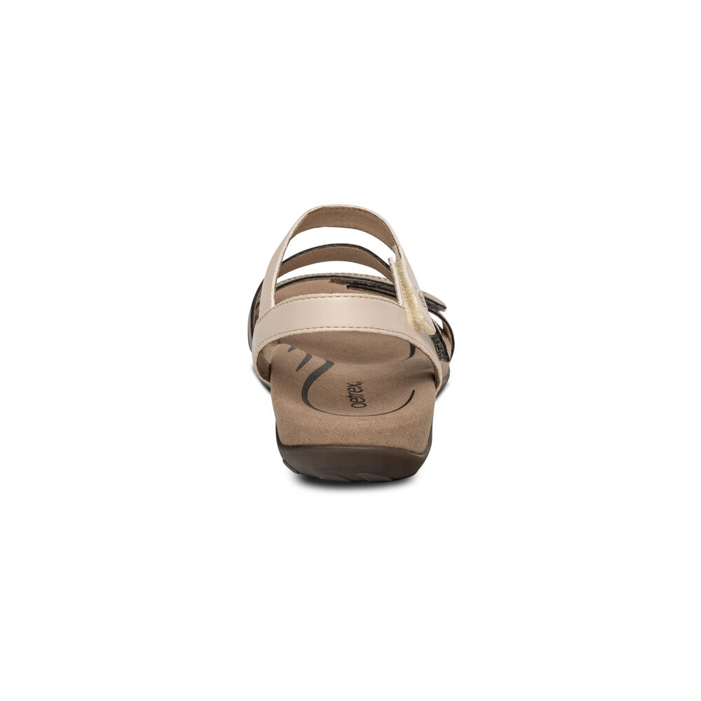 Aetrex Women's Gabby Adjustable Quarter Strap Sandals - Brown | USA GVBU4UQ